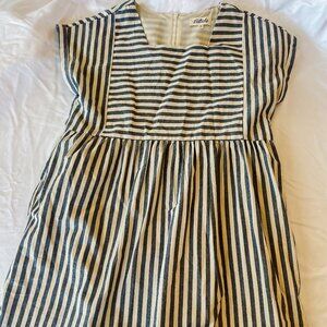 Listicle Blue and White Striped Dress Women's Size Large Zipper Square Neck